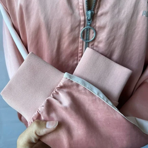 PUMA Pink and White Satin Bomber Jacket Size Small - Picture 5 of 11